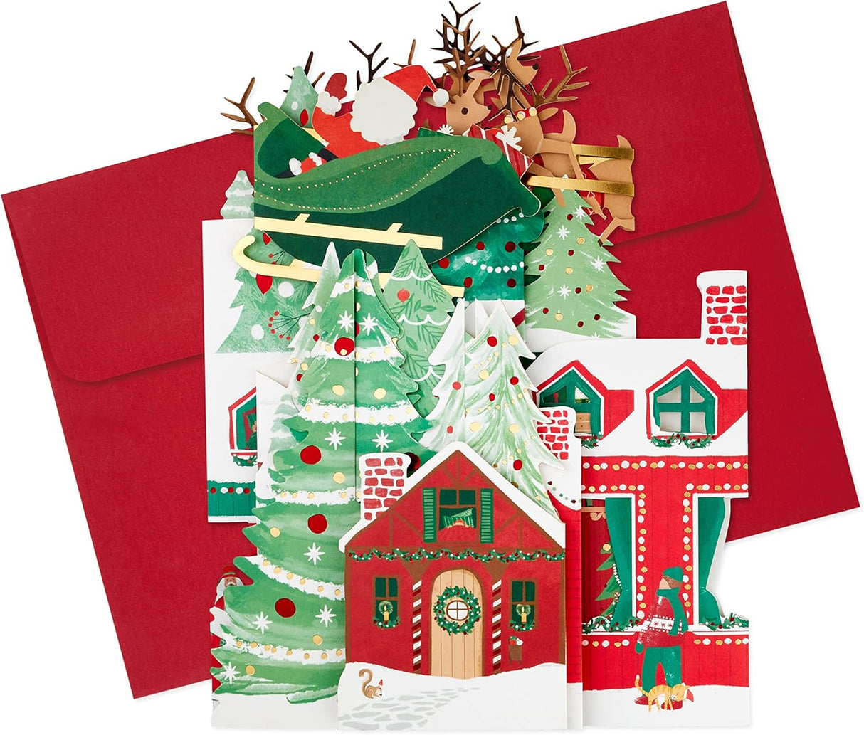 Hallmark Paper Wonder Pop Up Jumbo Christmas Card Holiday Tabletop Decor (Accordion Fold Christmas Village)