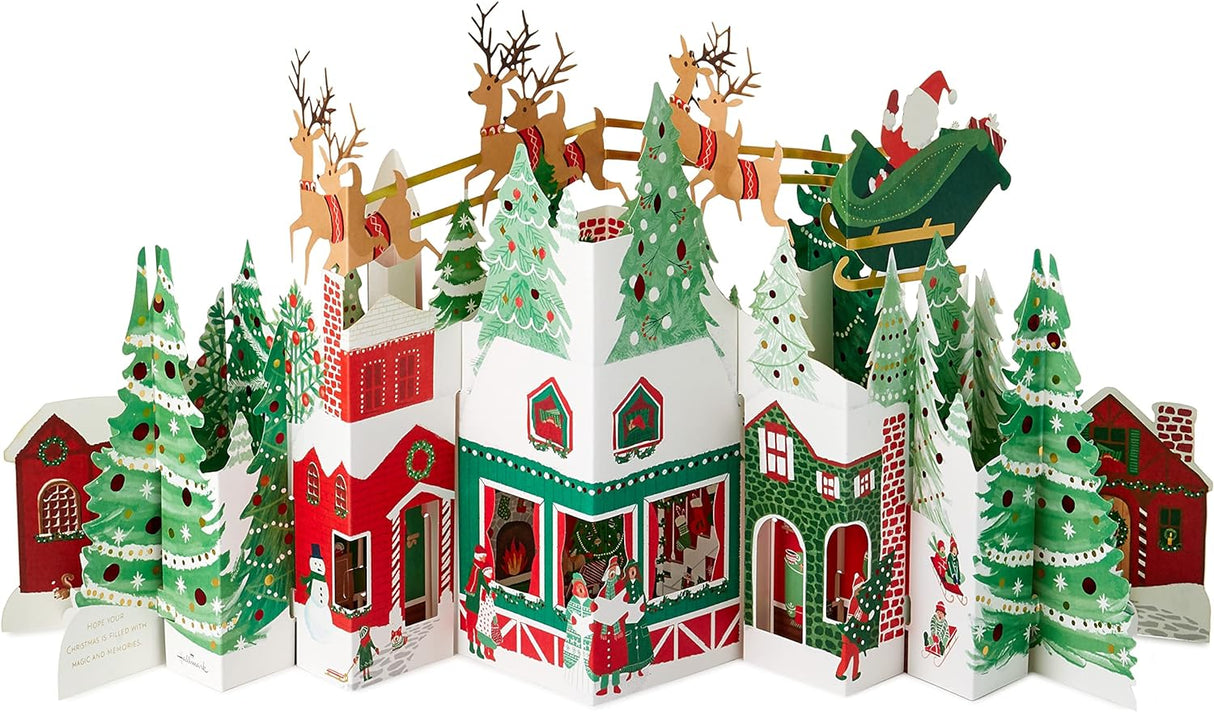 Hallmark Paper Wonder Pop Up Jumbo Christmas Card Holiday Tabletop Decor (Accordion Fold Christmas Village)