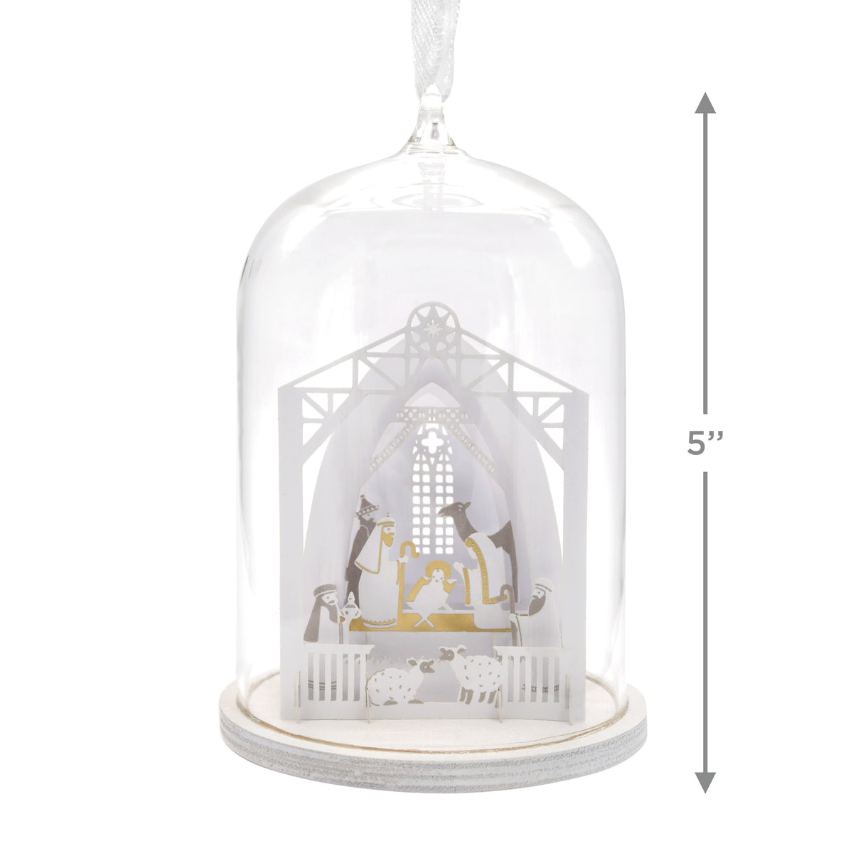 Nativity in Glass Cloche Christmas Ornament