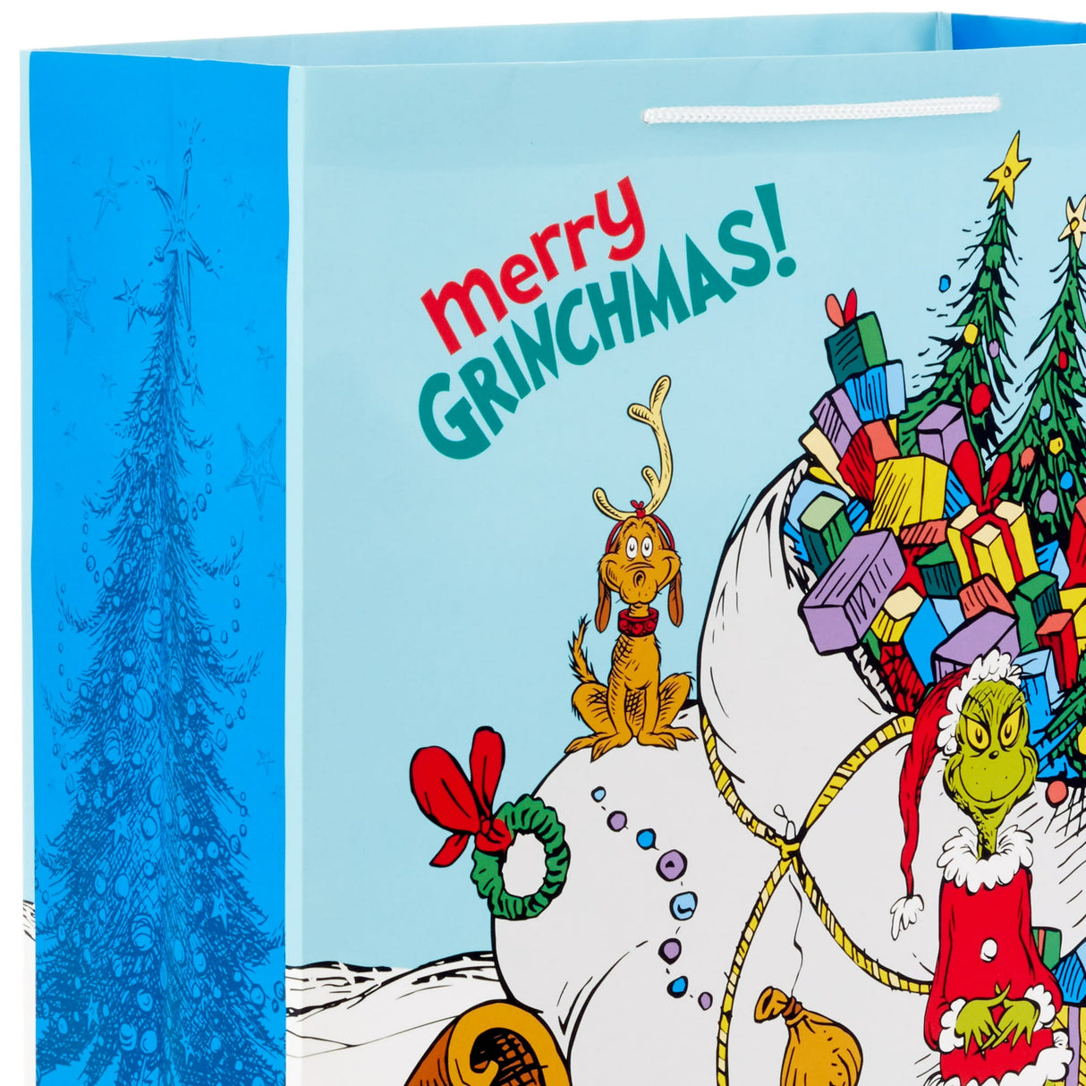 Hallmark Dr. Seuss Grinch Gift Bag Set for Kids (2 Bags: 1 Large 13", 1 Extra Large 15") The Grinch with Max and Sleigh