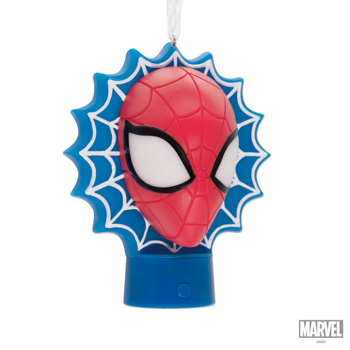 Marvel Spider-Man Face on Web Christmas Ornament With Light