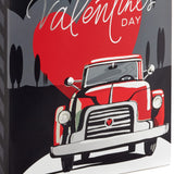 13" Large Valentine's Day Gift Bags with Tissue Paper (2 Bags: Vintage Red Truck, Black and White Stripes) for Adults, Spouse, Husband, Boyfriend