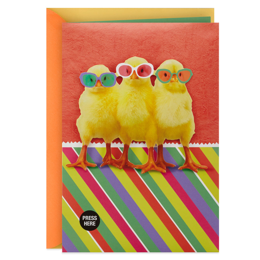 Hallmark Funny Musical Easter Card for Kids, Chicks in Sunglasses (Plays The Chicken Dance)