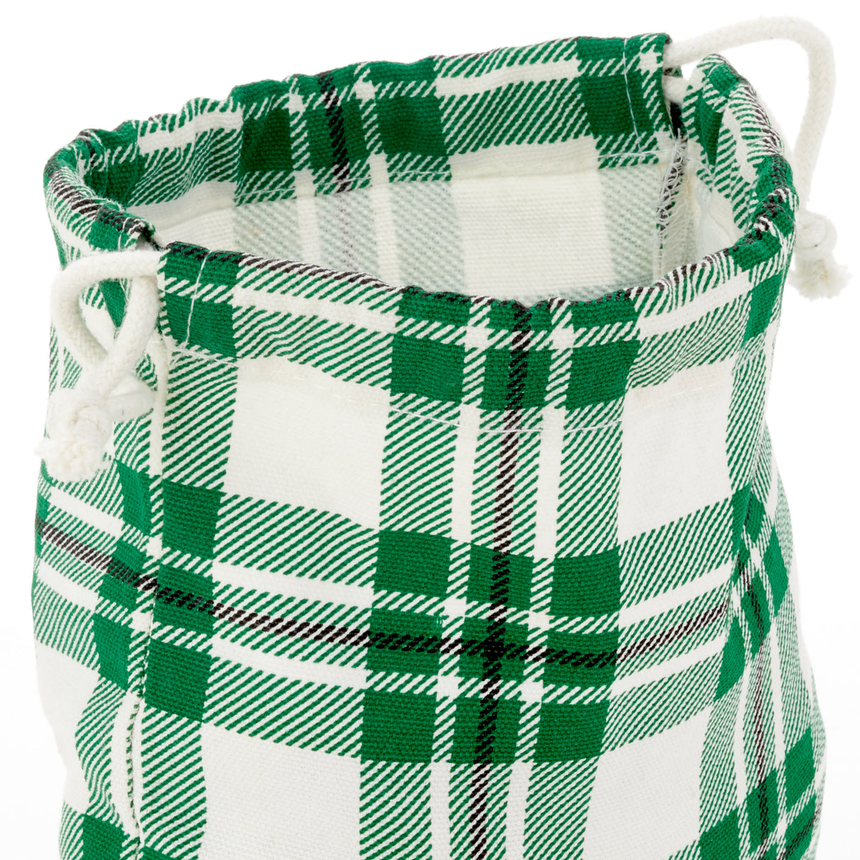 10" Drawstring Fabric Gift Bags (3 Plaid Bags: Red, Blue, Green) for Christmas, Hanukkah, Birthdays, Housewarming Gifts