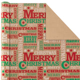 Kraft Christmas Wrapping Paper with Cutlines on Reverse (4 Rolls: 88 sq. ft. ttl) Red Trucks, Snowflakes, Red Stripes, Merry Christmas