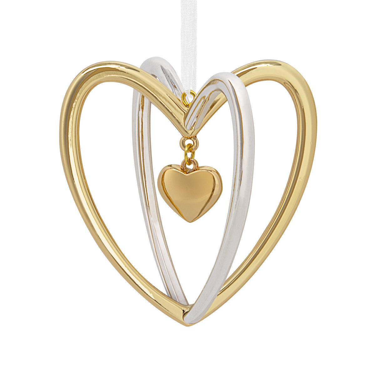 Double Heart 2024 Christmas Ornament, Metal