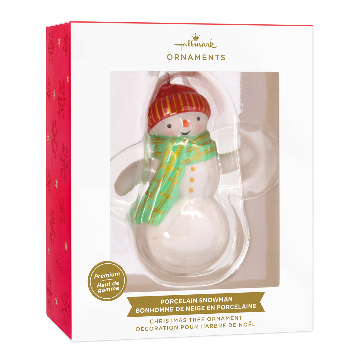 Festive Snowman Christmas Ornament, Ceramic