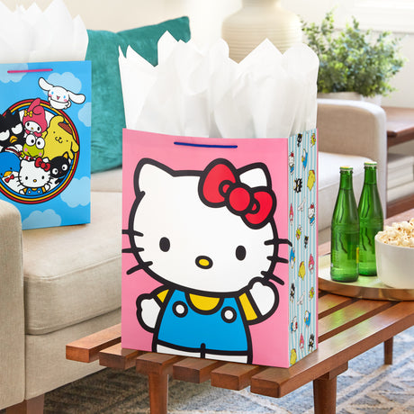 Hallmark Hello Kitty Gift Bag Bundle (2 Bags: 1 Large 13", 1 XL 15") for Birthdays, Back to School, Halloween