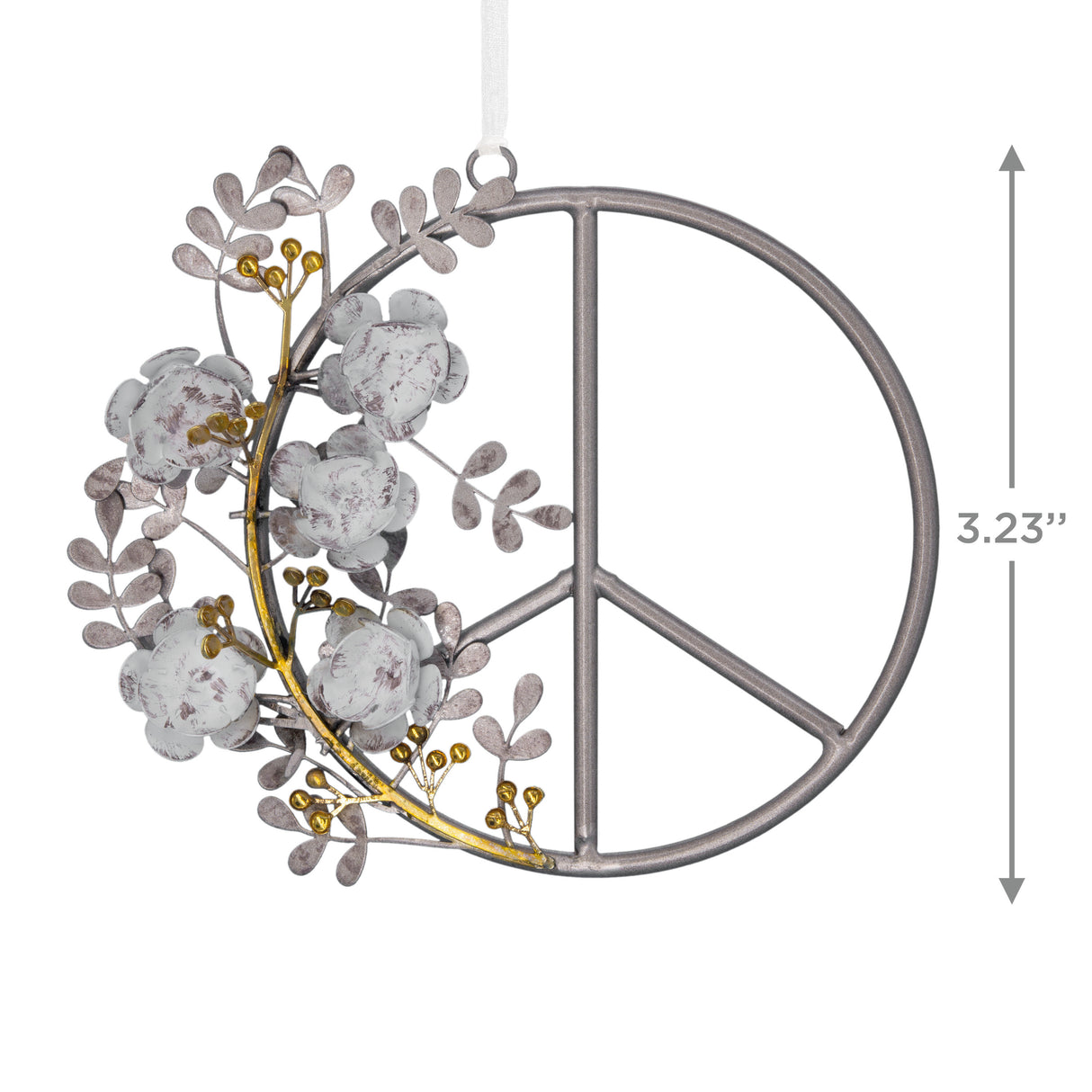 Signature Peace Sign with Flowers Christmas Ornament