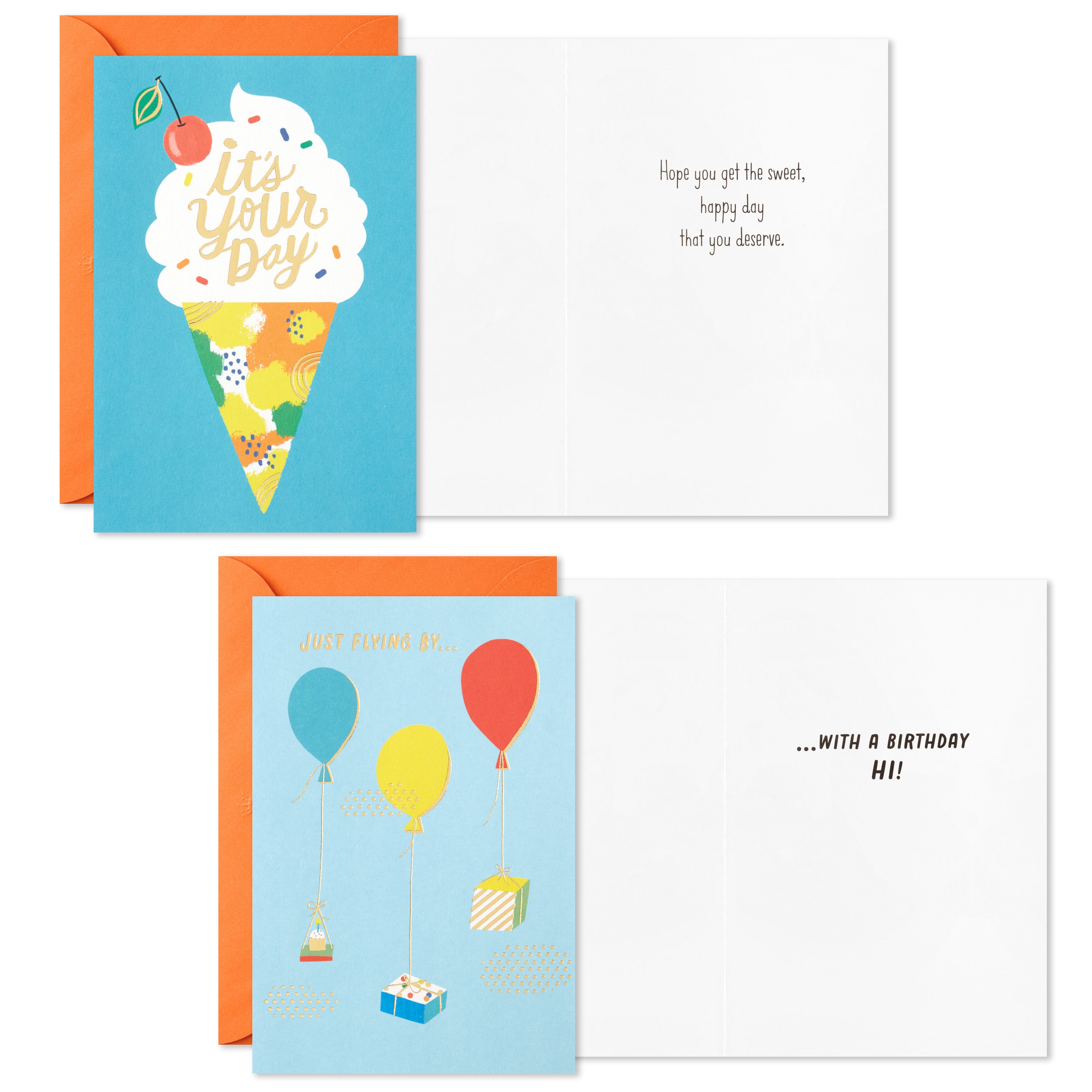 Birthday Cards Assortment, 36 Cards with Envelopes (Cake, Ice Cream, Balloons)
