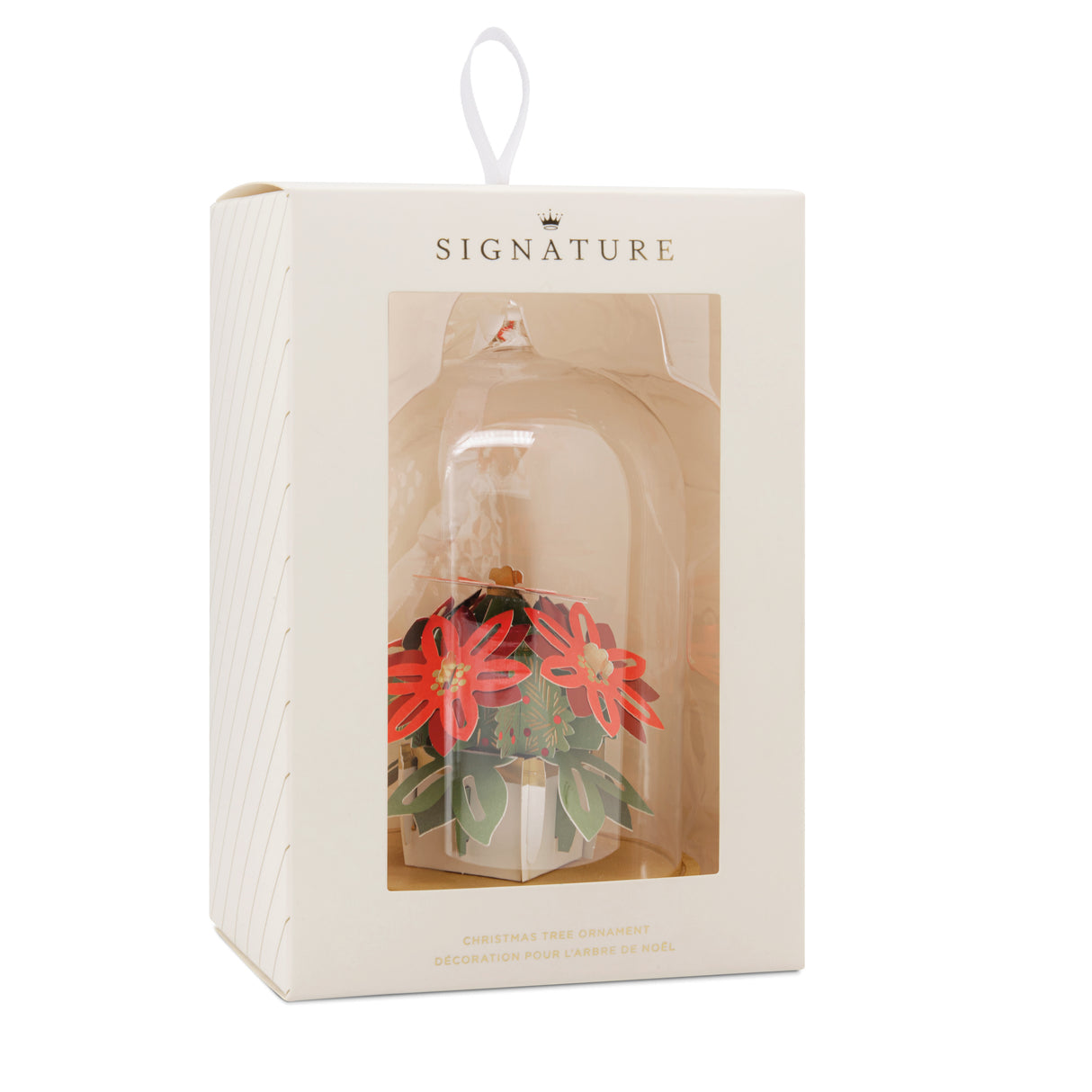 Poinsettia in Glass Cloche Christmas Ornament