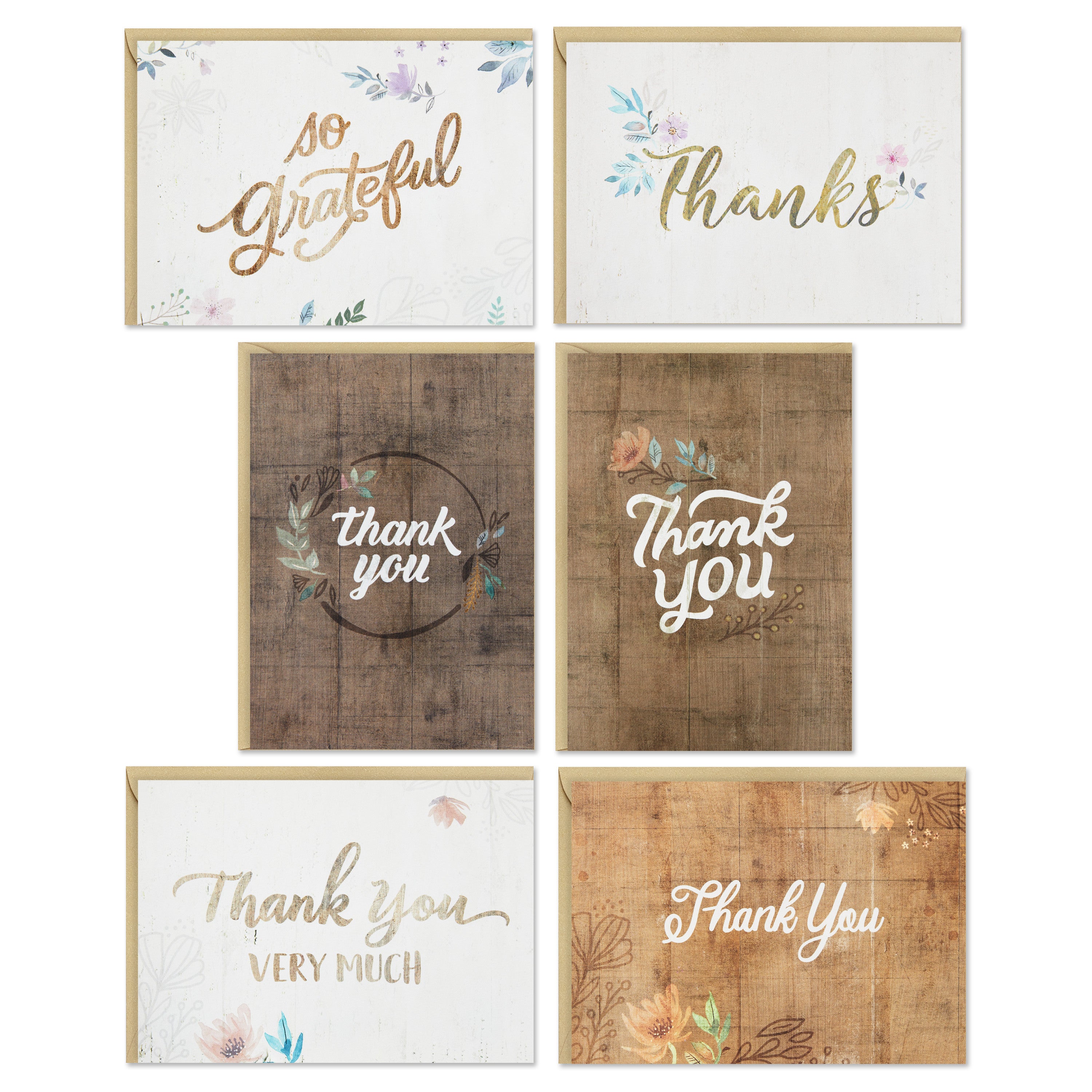 Thank You Cards Assortment, Rustic Flowers (48 Thank You Notes with Envelopes)