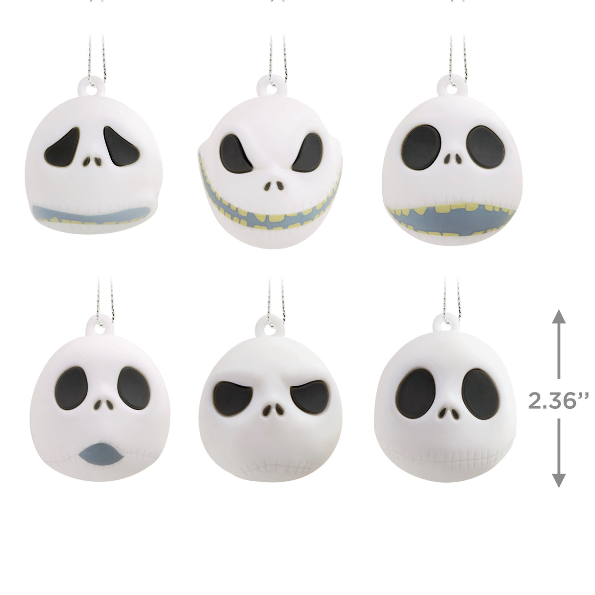 Hallmark Mini Christmas Ornaments (Disney Tim Burton's The Nightmare Before Christmas Jack Skellington Heads Shatterproof), Set of 6