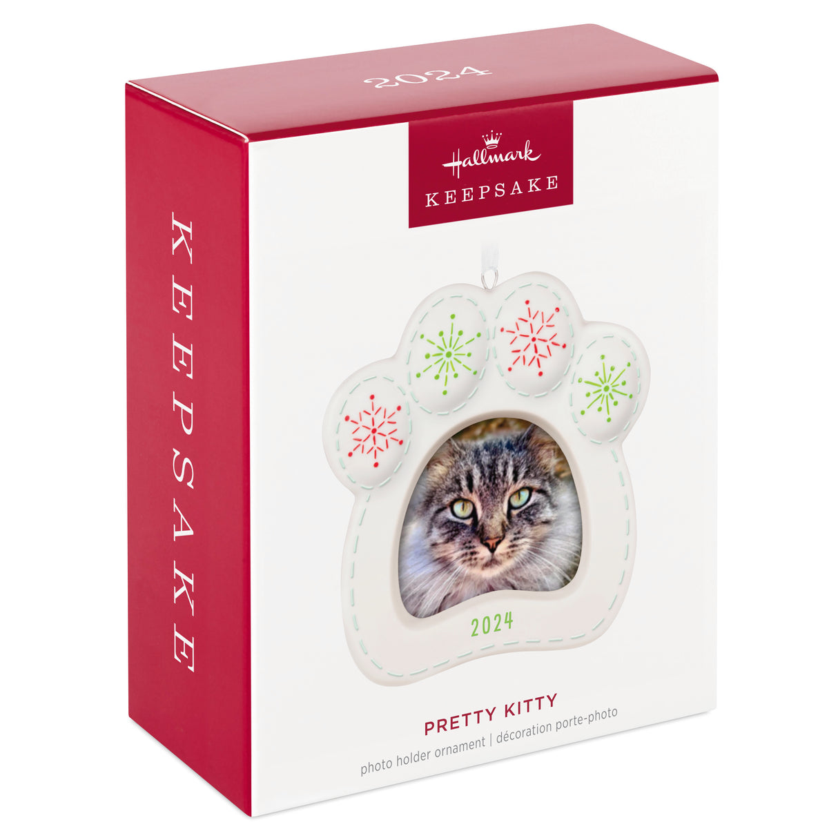 Keepsake Christmas Ornament 2024, Pretty Kitty 2024 Photo Frame, Porcelain, Pet Gifts