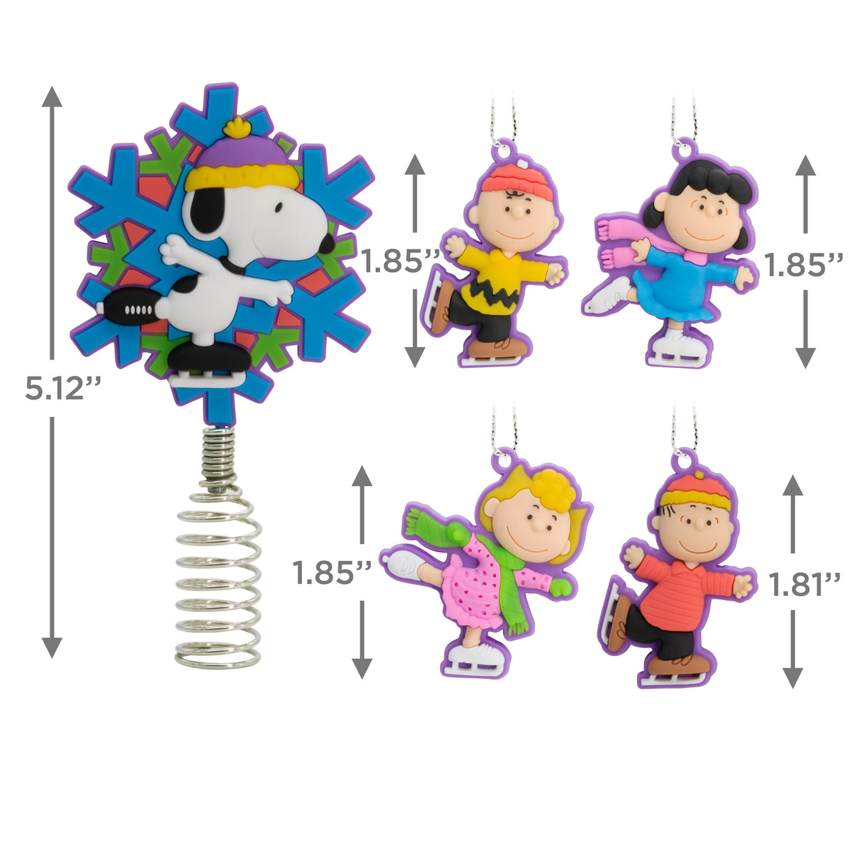 Peanuts Mini Christmas Tree Topper and Ornaments, Set of 5