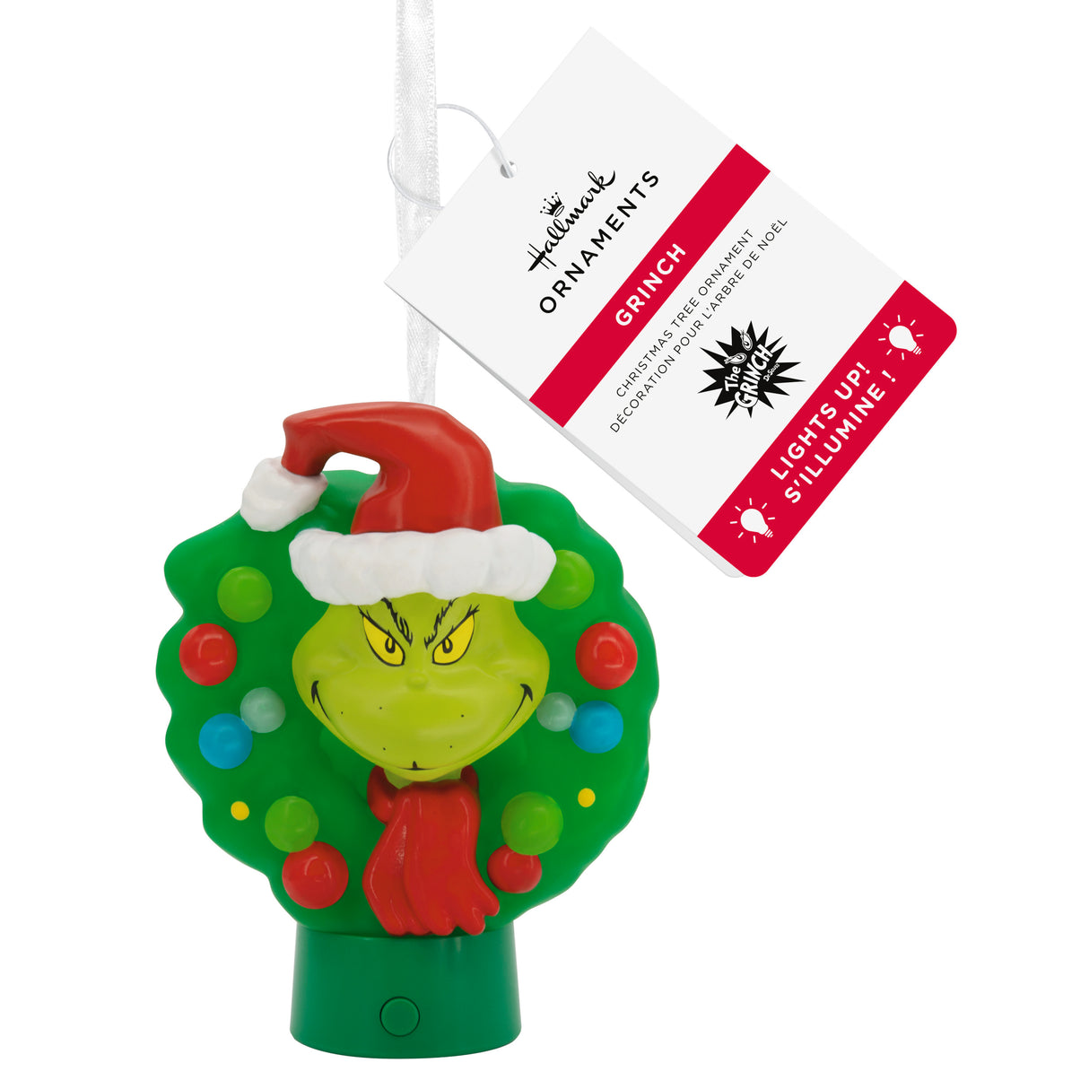 Dr. Seuss's How the Grinch Stole Christmas! Grinch in Wreath Christmas Ornament With Light