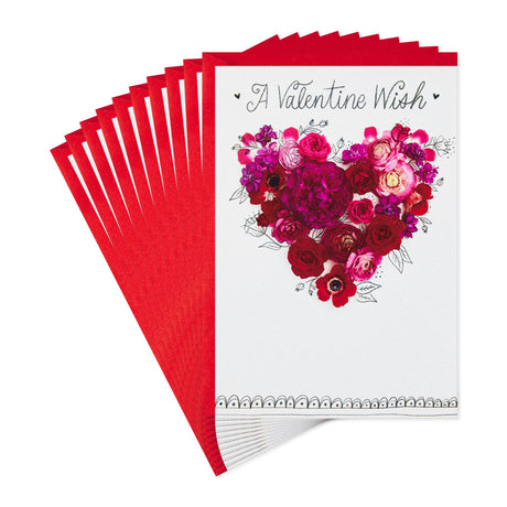 Hallmark Pack of Valentines Day Cards, Valentine Wish (10 Valentine's Day Cards with Envelopes)