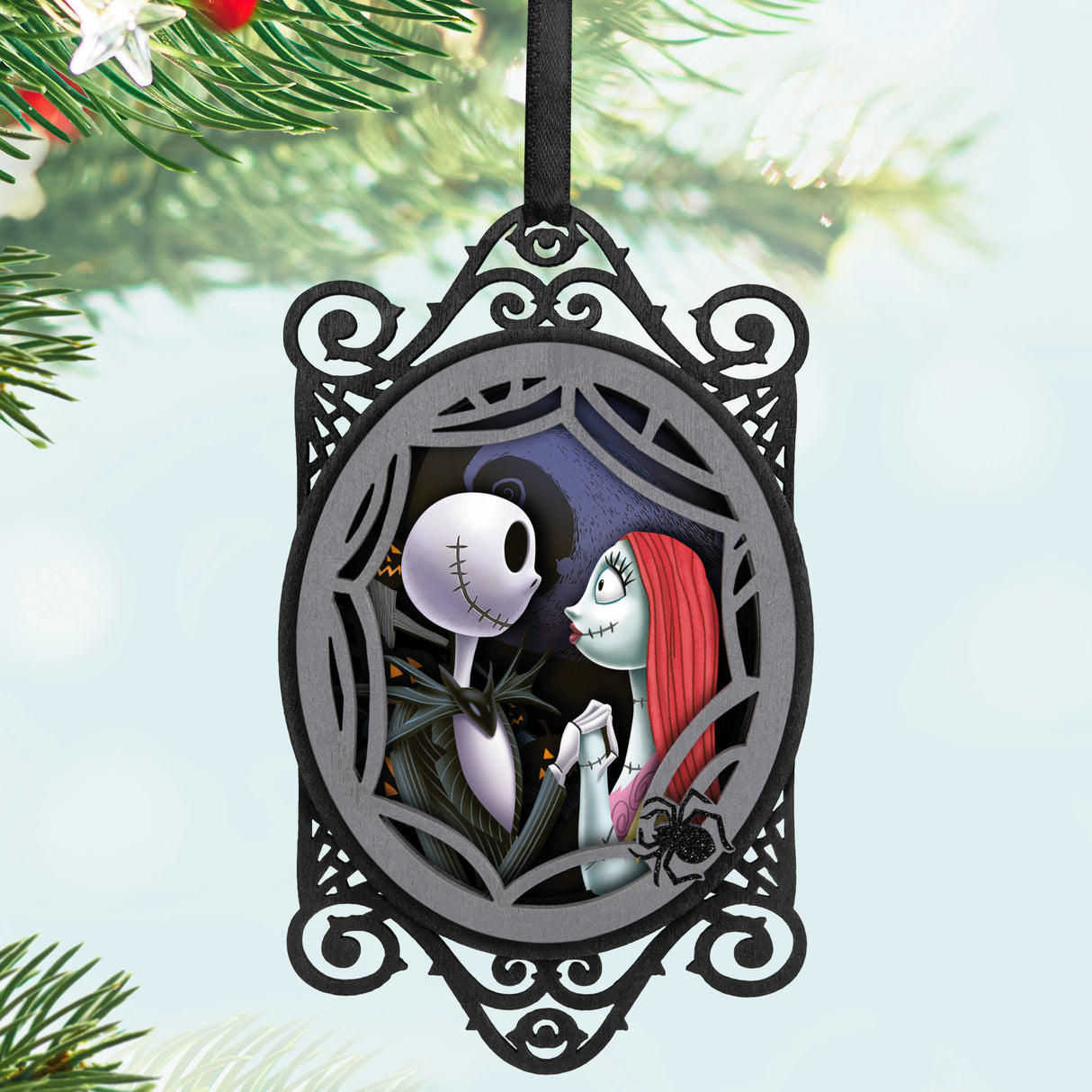 Keepsake Christmas Ornament 2024, Disney Tim Burton's The Nightmare Before Christmas Jack and Sally Papercraft, Gifts for Disney Fans