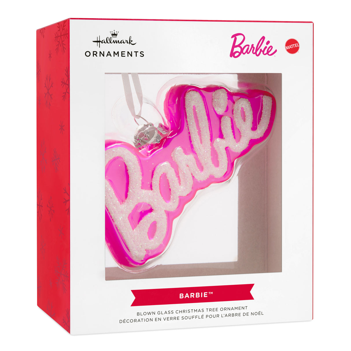 Hallmark Christmas Ornament (Barbie Logo, Blown Glass)