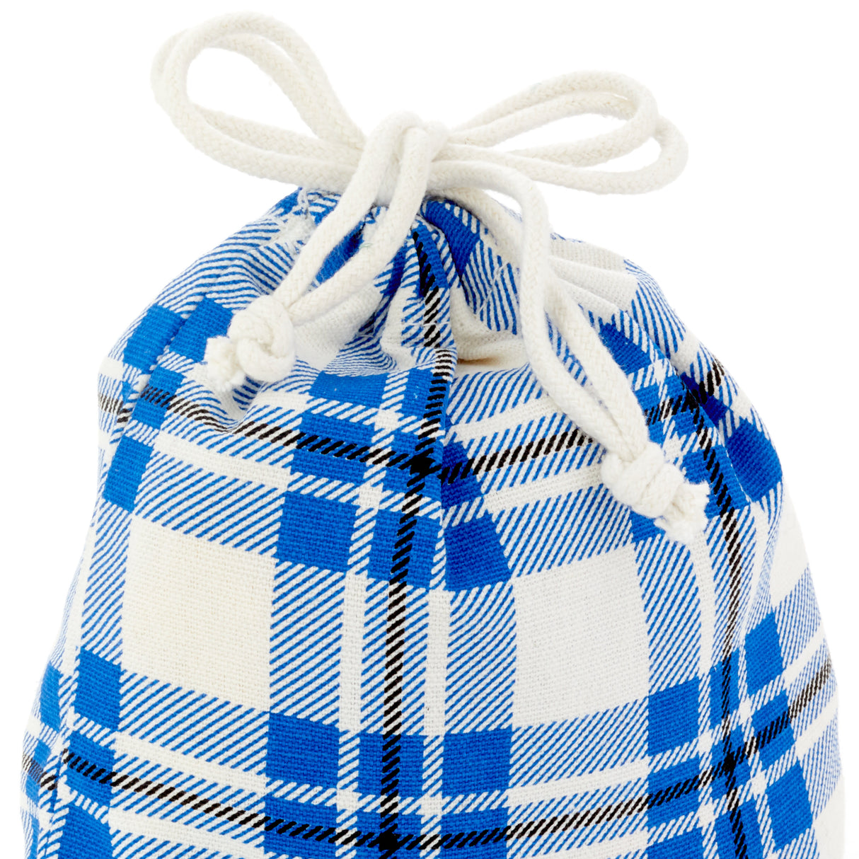 10" Drawstring Fabric Gift Bags (3 Plaid Bags: Red, Blue, Green) for Christmas, Hanukkah, Birthdays, Housewarming Gifts