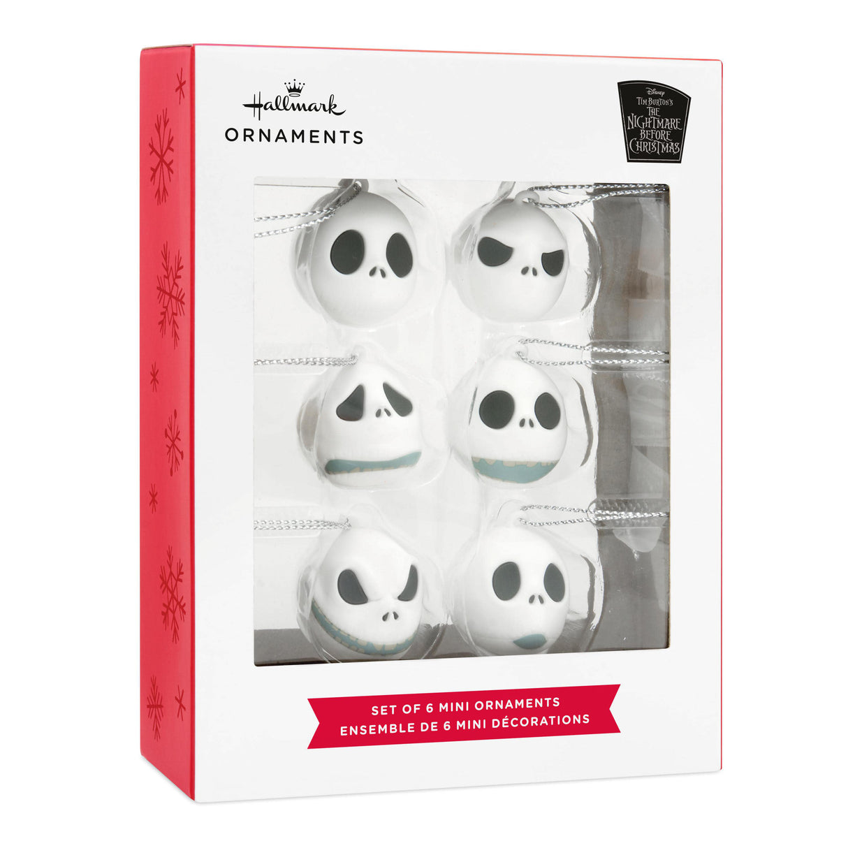 Hallmark Mini Christmas Ornaments (Disney Tim Burton's The Nightmare Before Christmas Jack Skellington Heads Shatterproof), Set of 6