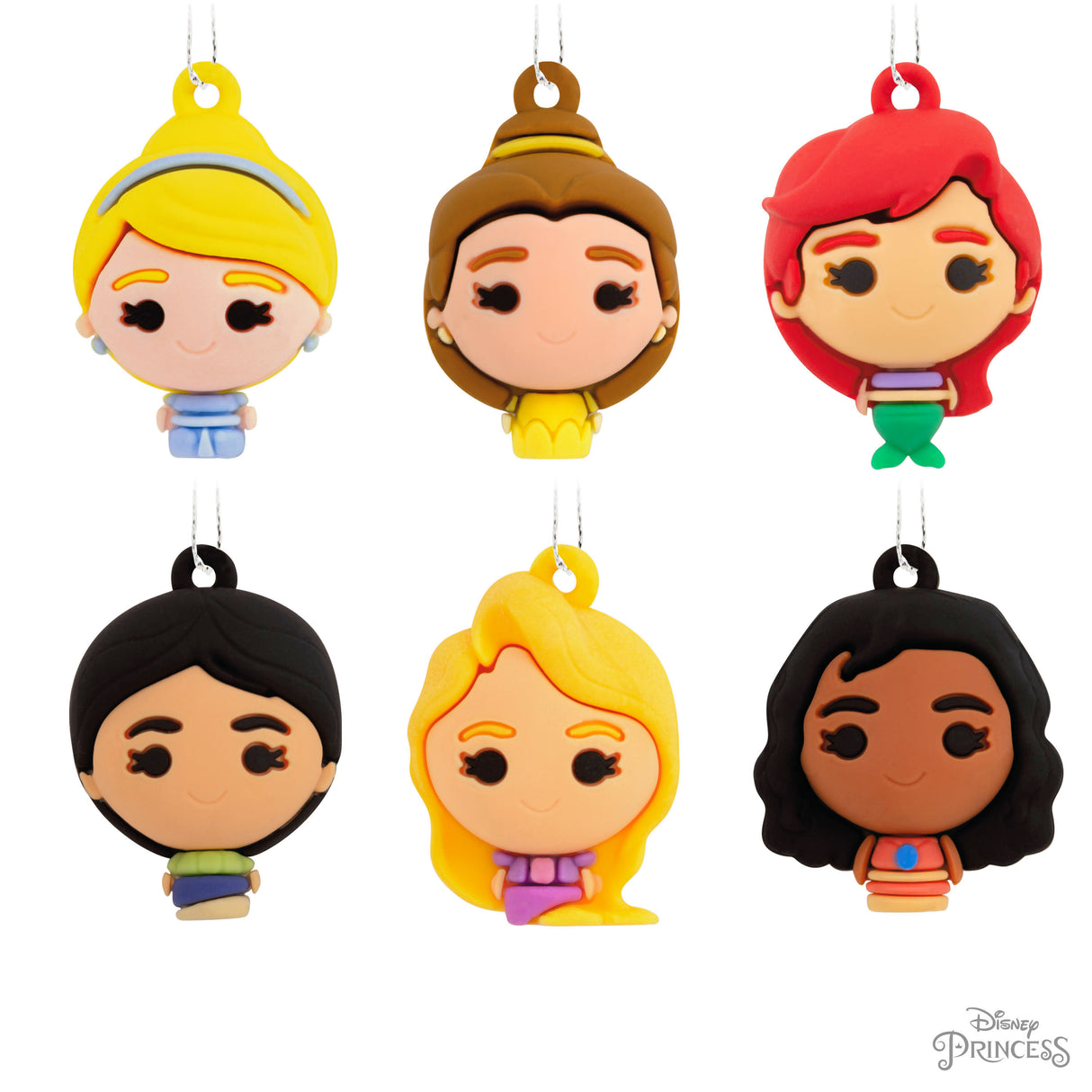 Disney Princess Miniature Christmas Ornaments, Set of 6