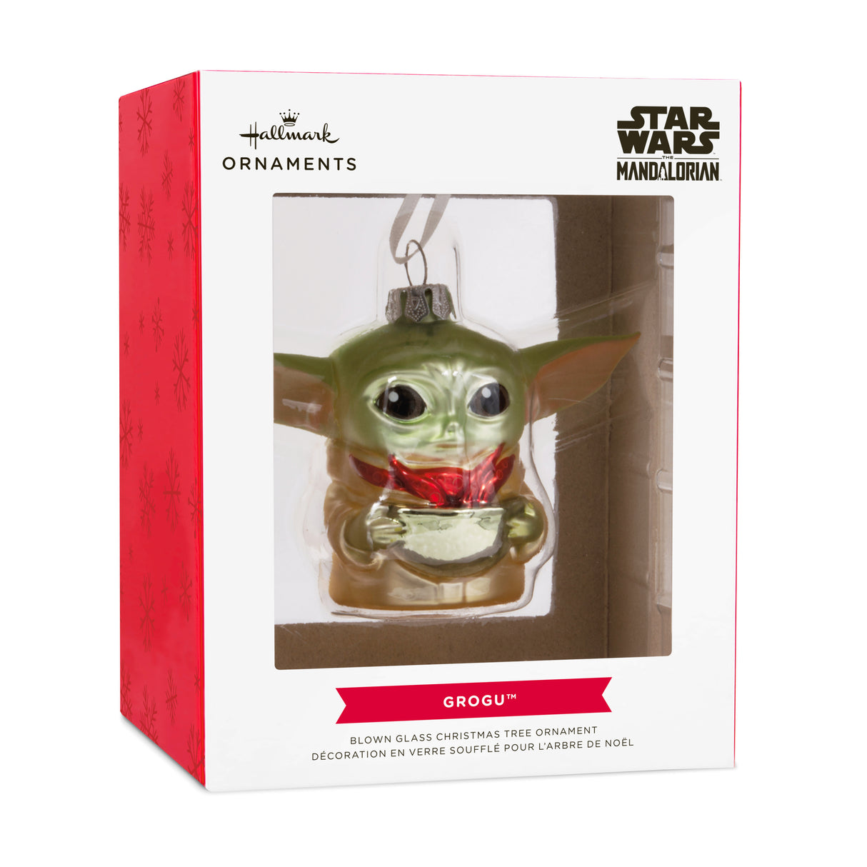 Star Wars: The Mandalorian Grogu Holding Cup Christmas Ornament, Blown Glass, May the 4th