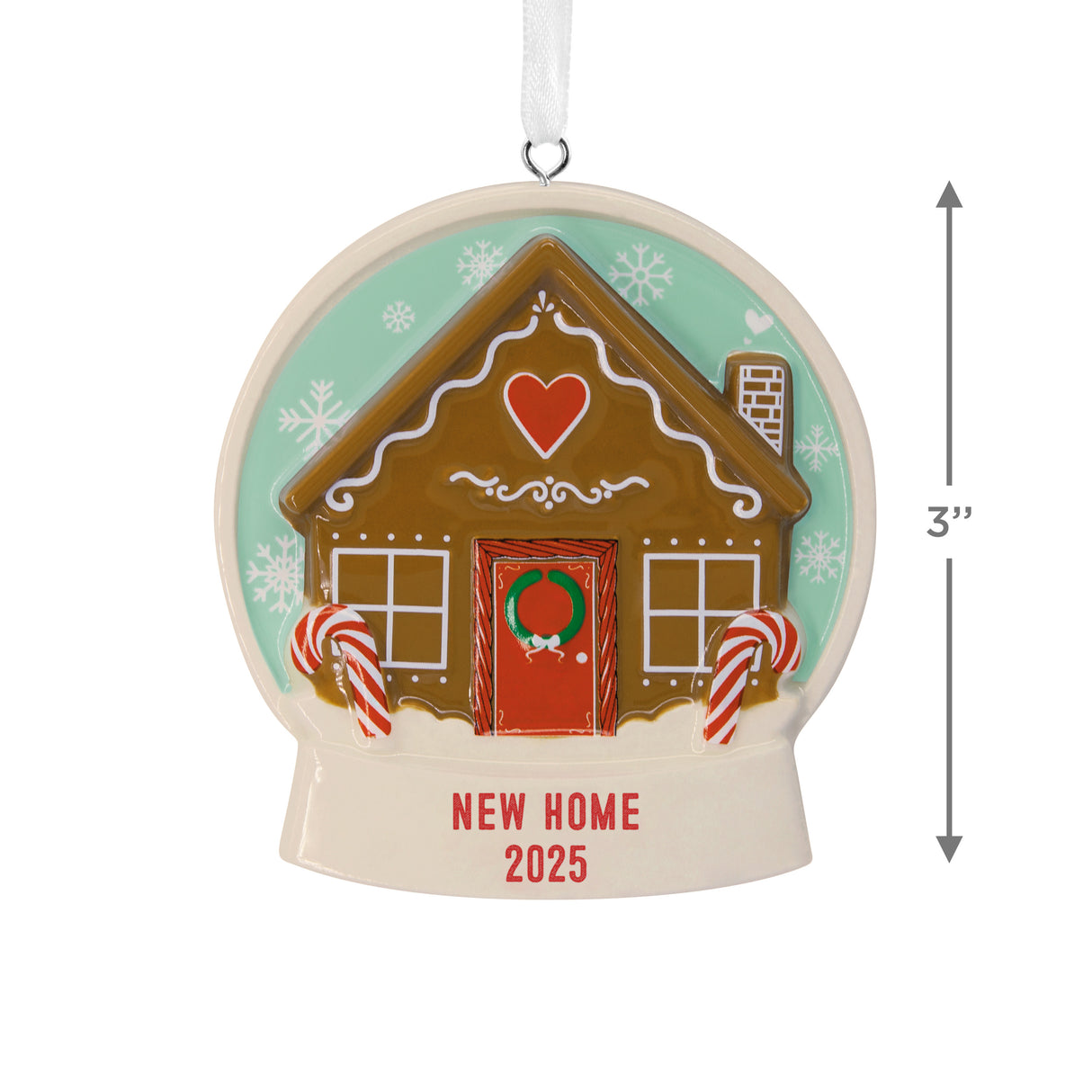 Hallmark Christmas Ornament (Gingerbread Snow Globe New Home 2025, Ceramic)