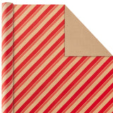 Kraft Christmas Wrapping Paper with Cutlines on Reverse (4 Rolls: 88 sq. ft. ttl) Red Trucks, Snowflakes, Red Stripes, Merry Christmas