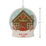 Gingerbread Snow Globe New Home 2024 Christmas Ornament, Ceramic