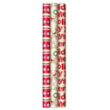 Reversible Christmas Wrapping Paper (3 Rolls: 120 sq. ft. ttl) "Merry Holidays," Snowflakes, Snowmen, Red Stripes