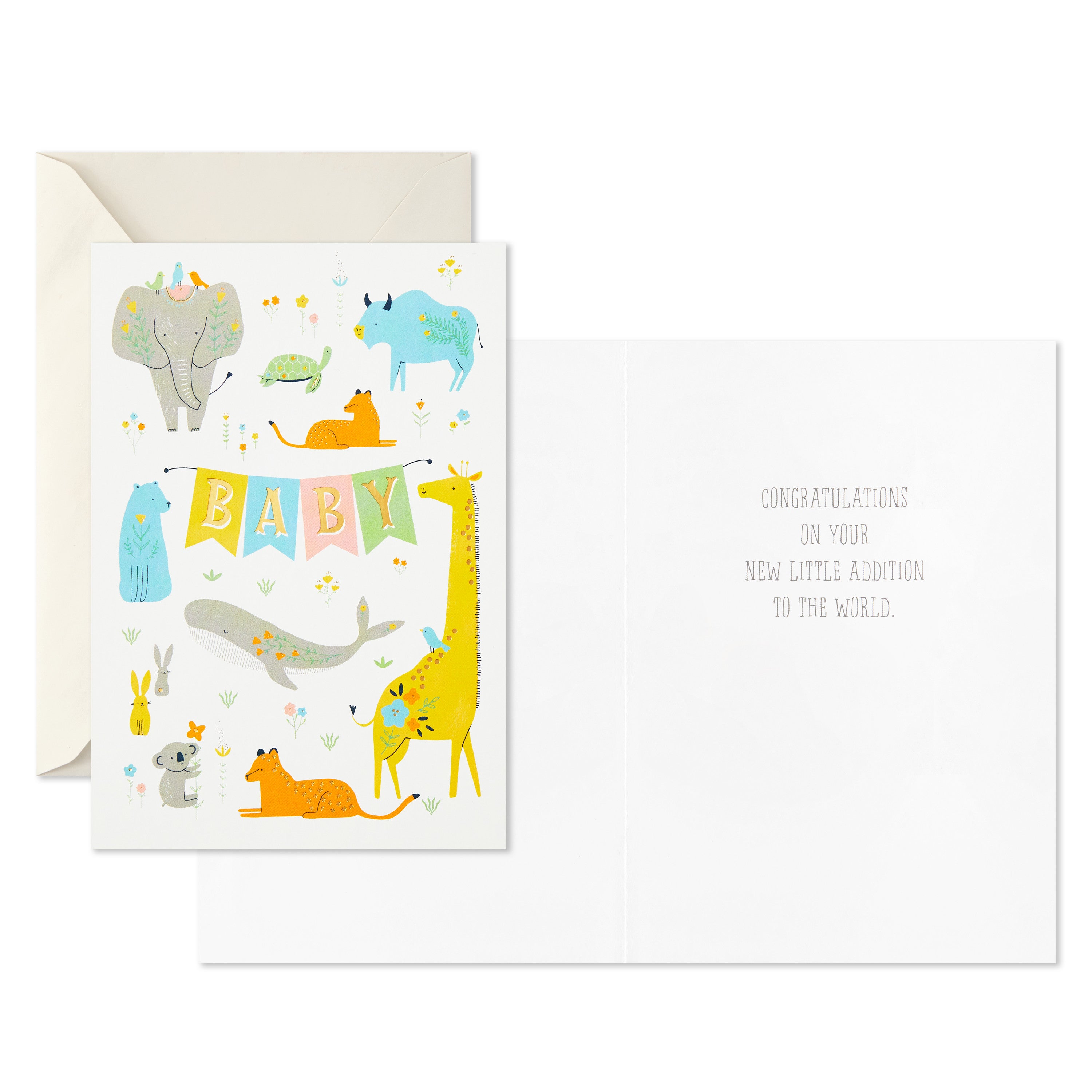 Baby Shower Cards Assortment, 12 Cards with Envelopes (Rabbits, Animals, Baby Boys, Baby Girls)