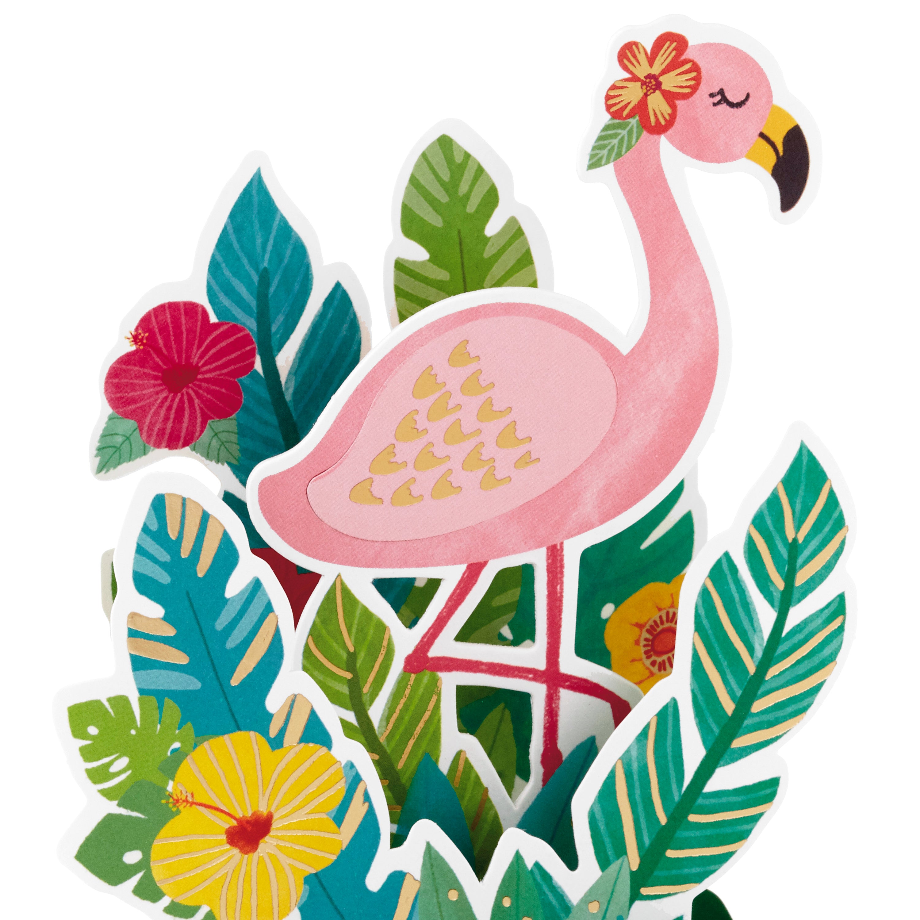 Hallmark Paper Wonder Pop Up Birthday Card, Thank You Card, Encouragement Card, All Occasion Card (Flamingo)