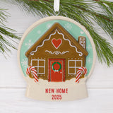 Hallmark Christmas Ornament (Gingerbread Snow Globe New Home 2025, Ceramic)