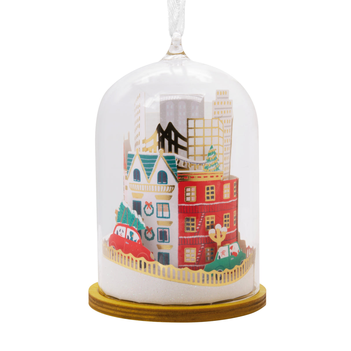 Signature City Scene in Glass Cloche Christmas Ornament