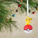 Pokémon Pikachu on Poké Ball Christmas Ornament