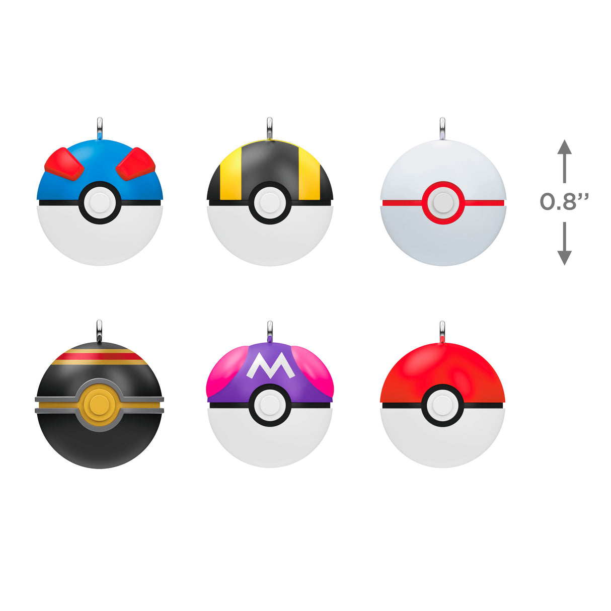 Keepsake Mini Christmas Ornaments 2024, Pokémon Poké Balls, Set of 6, Gifts for Pokémon Fans