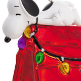 Peanuts Snoopy on Holiday Doghouse Christmas Ornament, Blown Glass