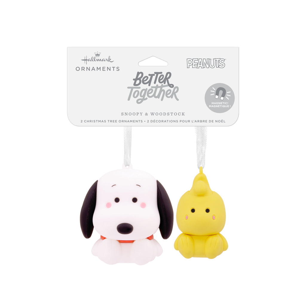 Hallmark Better Together Snoopy and Woodstock Magnetic Christmas Ornaments for Tree, Set of 2