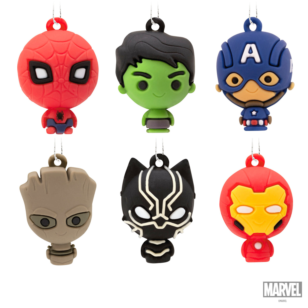 Marvel Super Heroes Miniature Christmas Ornaments, Set of 6