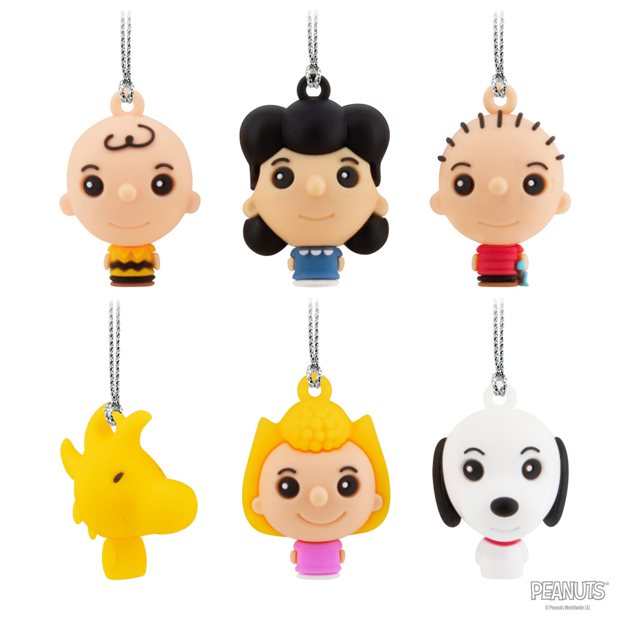 Peanuts Mini Christmas Ornaments, Shatterproof, Set of 6