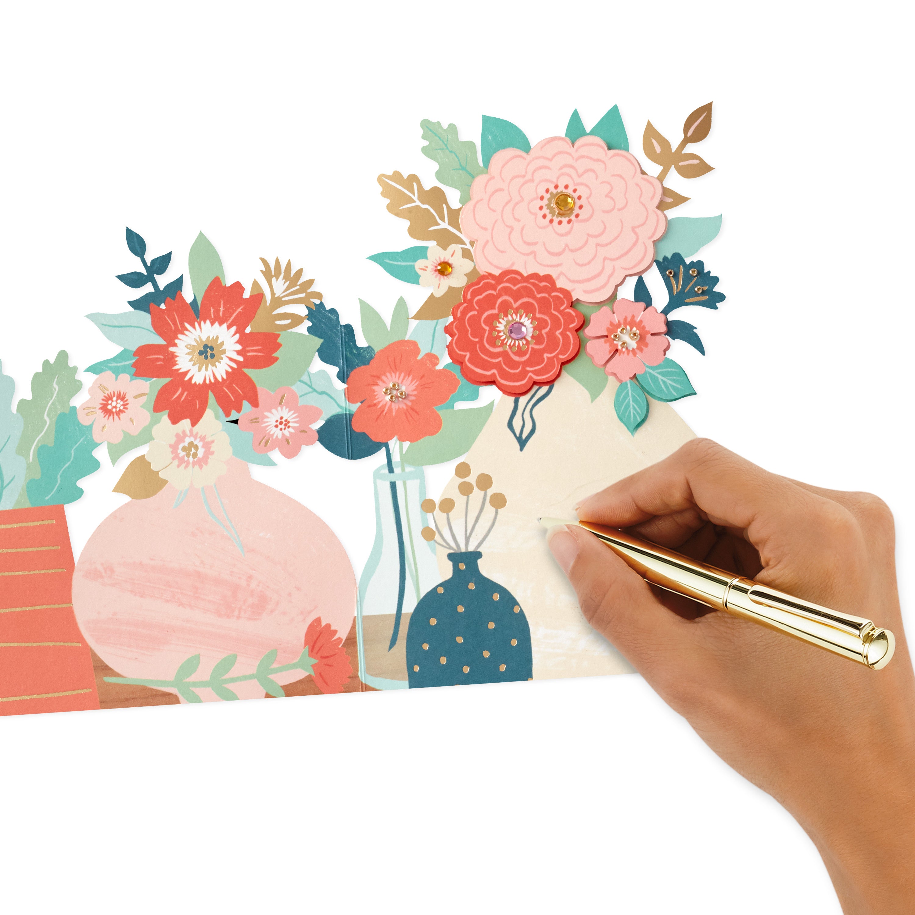 Hallmark Signature Blank Card for Women (Displayable Accordion Fold Flowers)