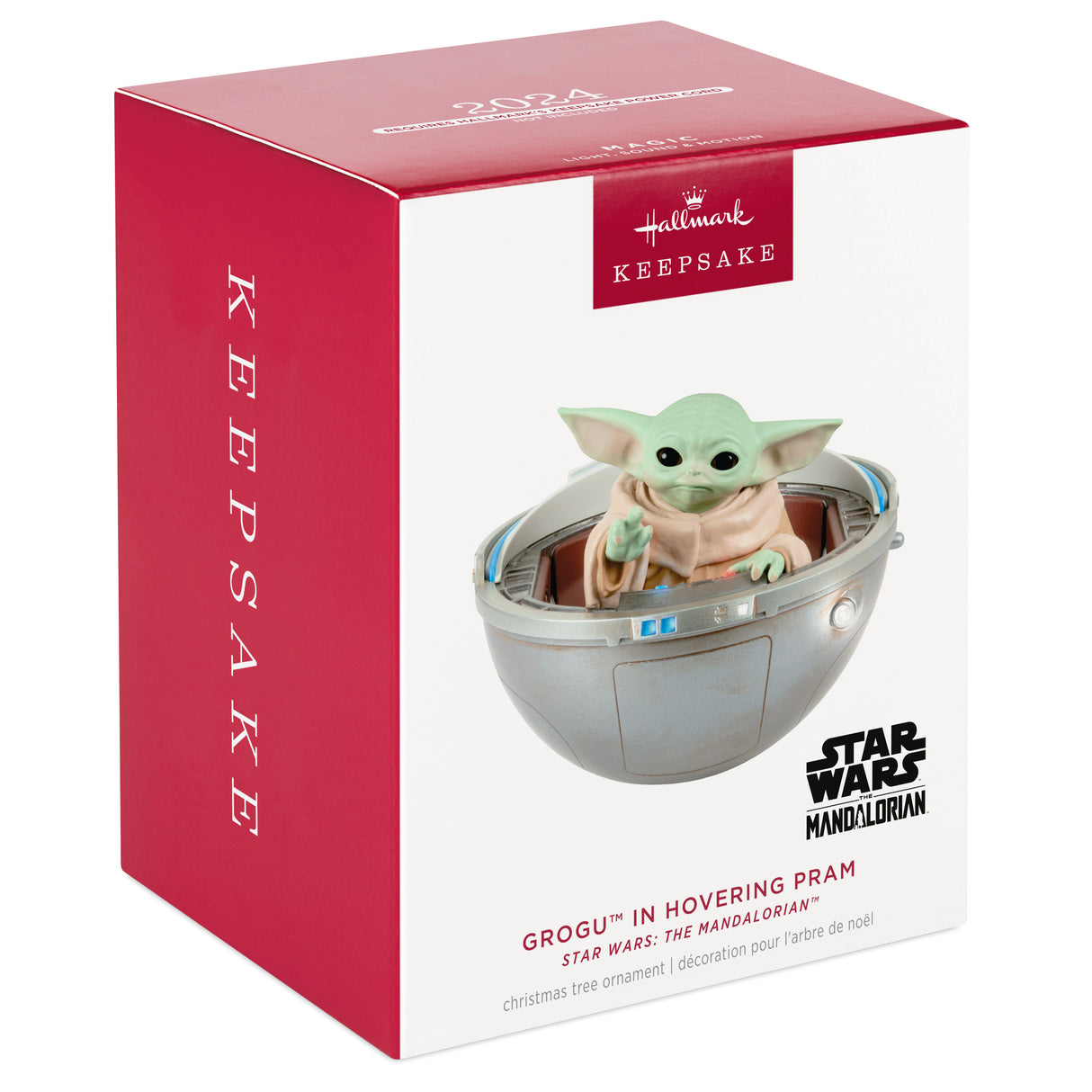 Keepsake Christmas Ornament 2024, Star Wars: The Mandalorian Grogu in Hovering Pram With Light, Sound and Motion, Gifts for Star Wars Fans