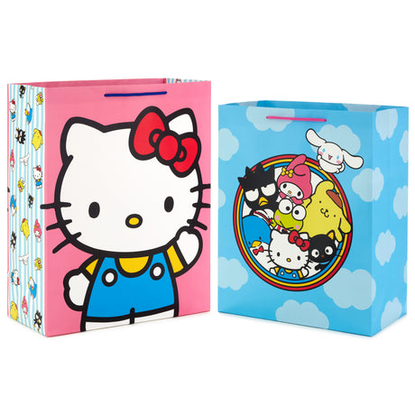 Hallmark Hello Kitty Gift Bag Bundle (2 Bags: 1 Large 13", 1 XL 15") for Birthdays, Back to School, Halloween