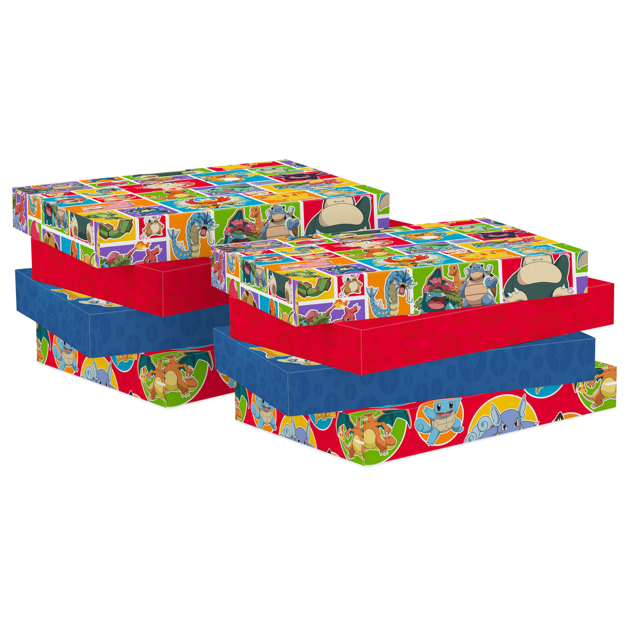 Hallmark 14" Medium Pokémon Gift Box Set (8 Boxes with Lids, 2 of 4 Designs) for Kids, Parties, Back to School, Christmas