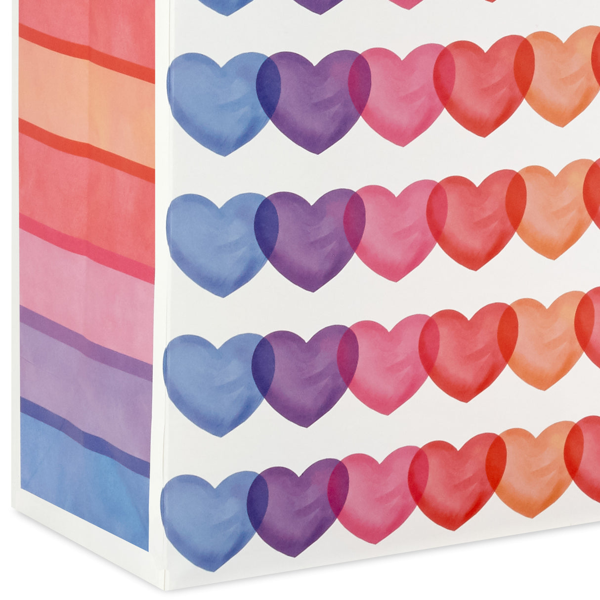 Hallmark Valentine's Day 15" Extra Large Gift Bag with Tissue Paper (Hearts, Blue, Purple, Pink, Red, Orange) for Kids, Teachers, Husband, Wife, Grandchildren