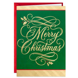 Boxed Christmas Cards, Green and Gold (40 Cards with Envelopes)