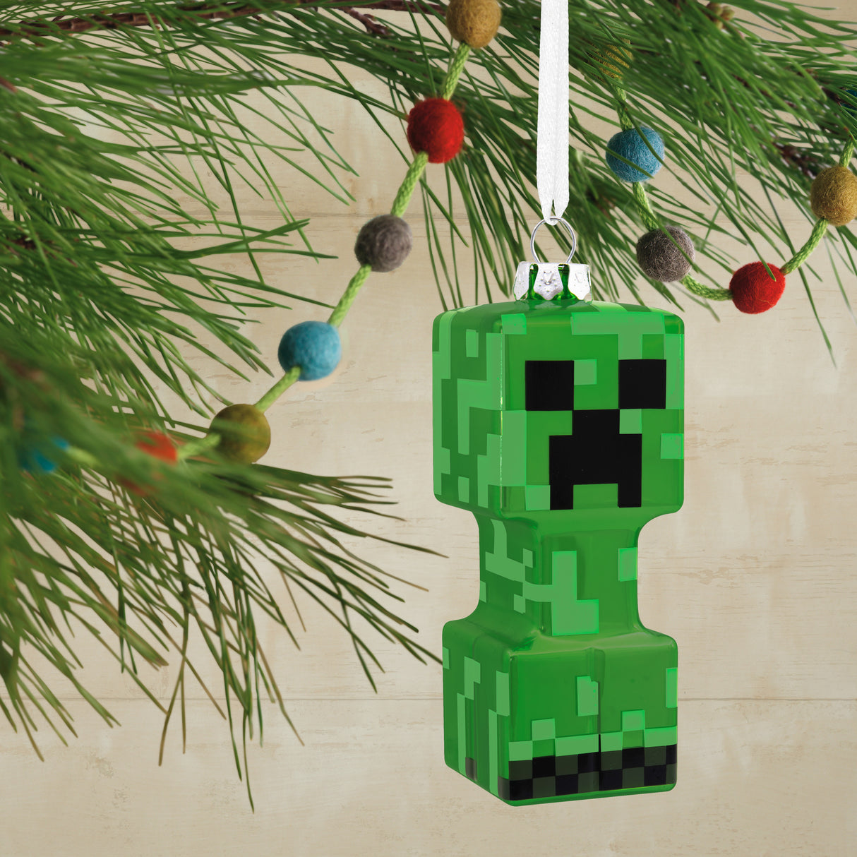 Minecraft Creeper Christmas Ornament, Blown Glass