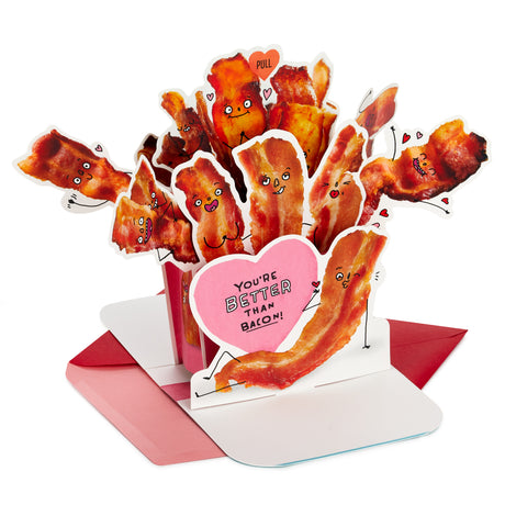 Hallmark Funny Pop Up Anniversary Card for Husband, Wife, Boyfriend, Girlfriend (Better Than Bacon)