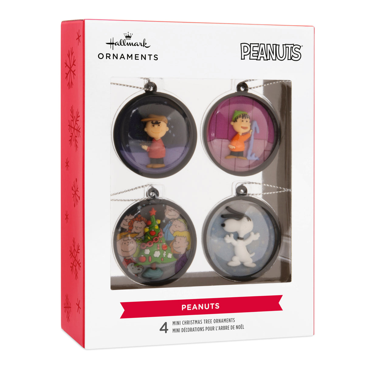 Peanuts Scenes Mini Christmas Ornaments, Shatterproof, Set of 4